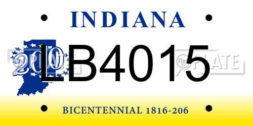 LB4015 Indiana License Plate
