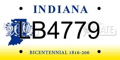 LB4779 Indiana License Plate