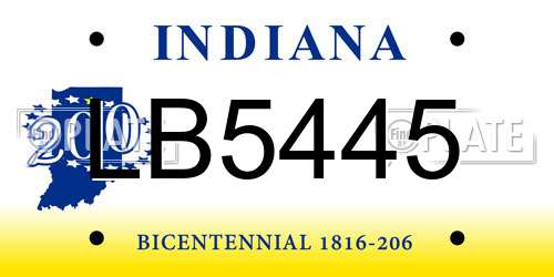 LB5445 Indiana License Plate