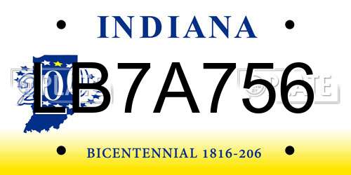 LB7A756 Indiana License Plate
