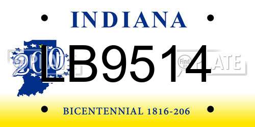 LB9514 Indiana License Plate