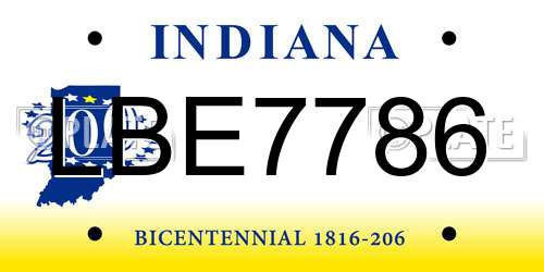 LBE7786 Indiana License Plate