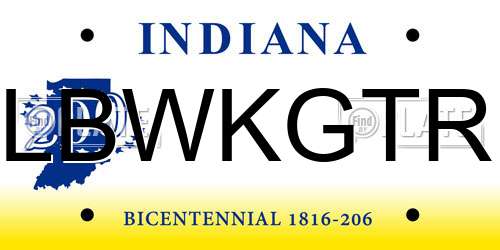 LBWKGTR Indiana License Plate