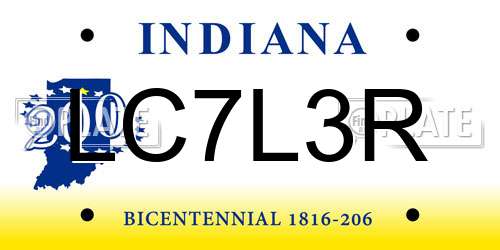 LC7L3R Indiana License Plate