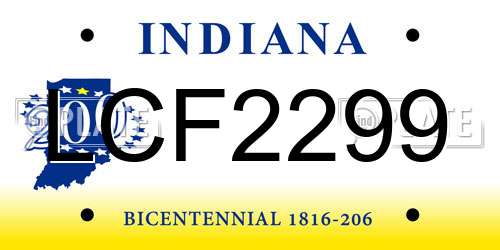 LCF2299 Indiana License Plate