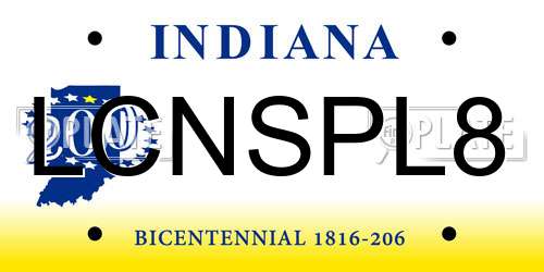 LCNSPL8 Indiana License Plate