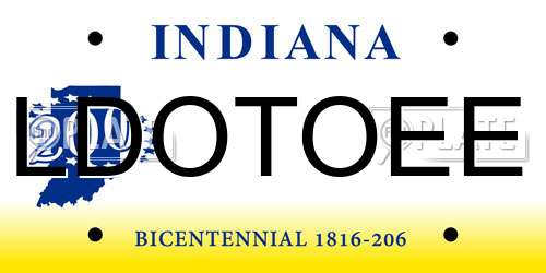 LDOTOEE Indiana License Plate