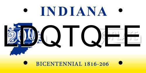 LDQTQEE Indiana License Plate