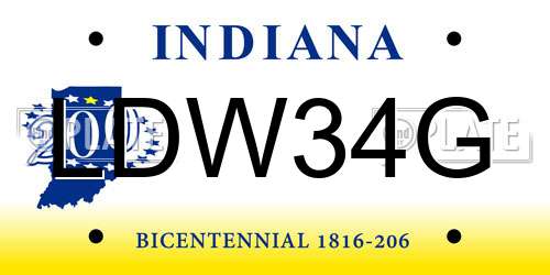 LDW34G Indiana License Plate