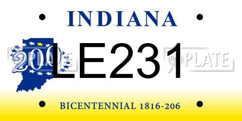 LE231 Indiana License Plate