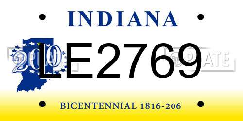 LE2769 Indiana License Plate