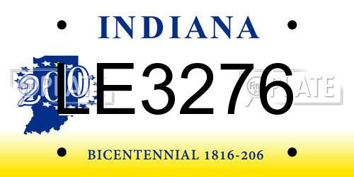 LE3276 Indiana License Plate