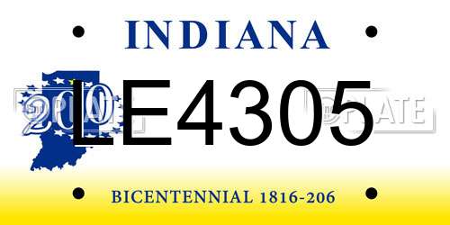 LE4305 Indiana License Plate