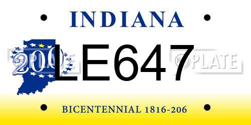 LE647 Indiana License Plate