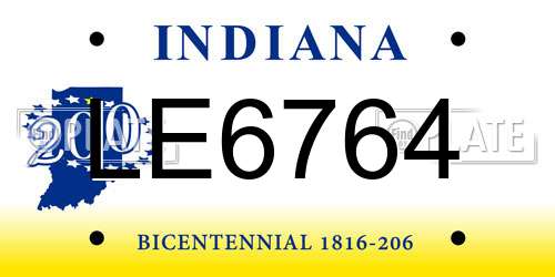 LE6764 Indiana License Plate