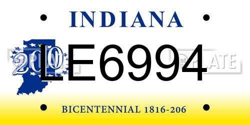 LE6994 Indiana License Plate