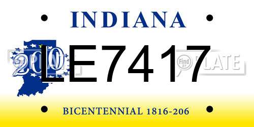 LE7417 Indiana License Plate