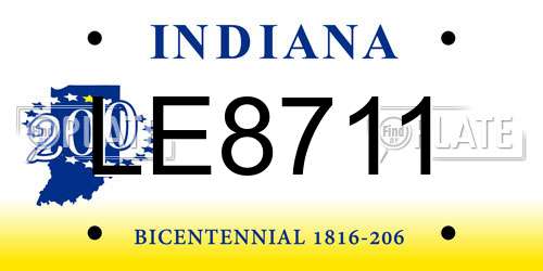 LE8711 Indiana License Plate