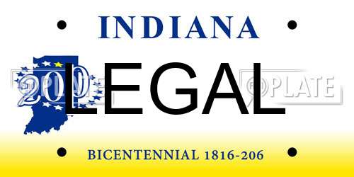 LEGAL Indiana License Plate