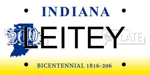 LEITEY Indiana License Plate
