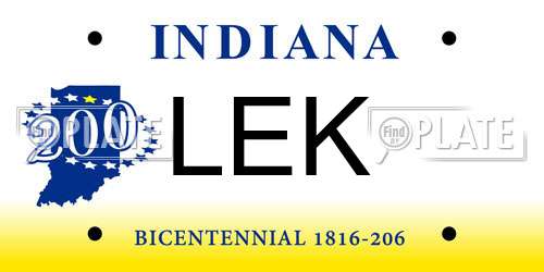 LEK Indiana License Plate