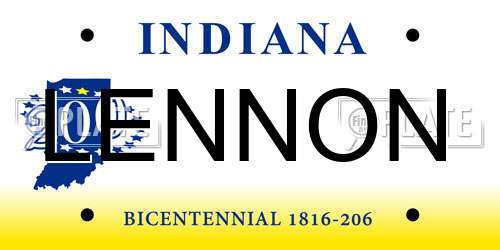 LENNON Indiana License Plate