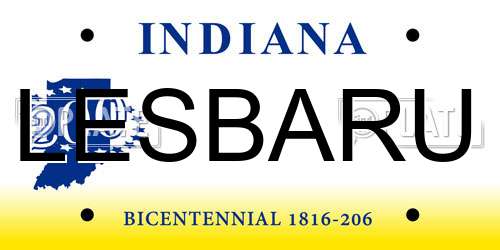 LESBARU Indiana License Plate
