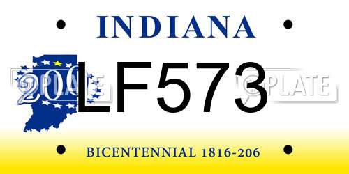 LF573 Indiana License Plate