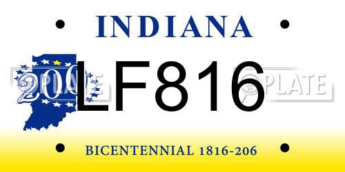 LF816 Indiana License Plate