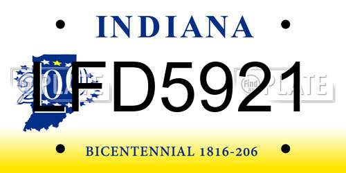 LFD5921 Indiana License Plate