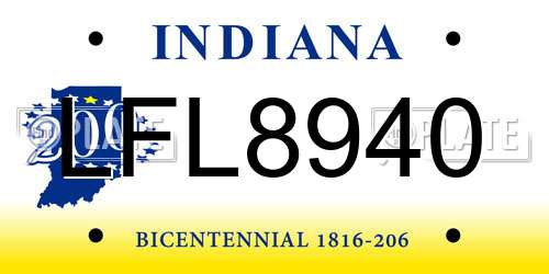 LFL8940 Indiana License Plate