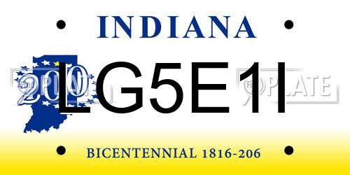 LG5E1I Indiana License Plate