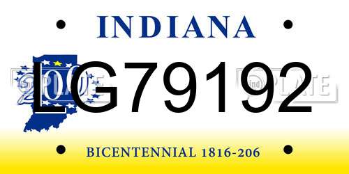 LG79192 Indiana License Plate