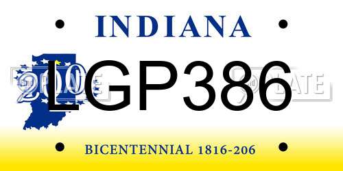 LGP386 Indiana License Plate