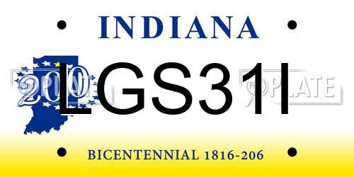 LGS31I Indiana License Plate