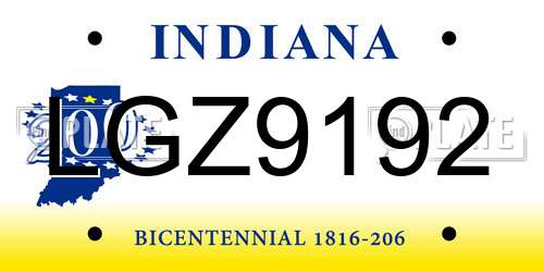 LGZ9192 Indiana License Plate