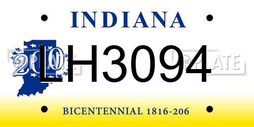 LH3094 Indiana License Plate