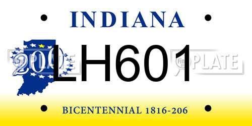 LH601 Indiana License Plate