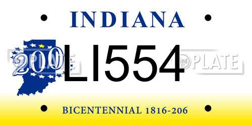 LI554 Indiana License Plate