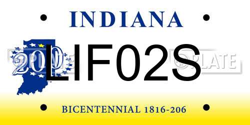 LIF02S Indiana License Plate