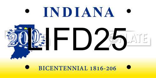 LIFD25 Indiana License Plate