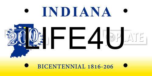 LIFE4U Indiana License Plate