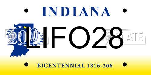LIFO28 Indiana License Plate