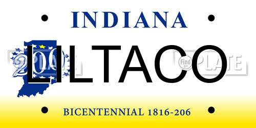 LILTACO Indiana License Plate