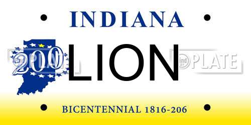 LION Indiana License Plate