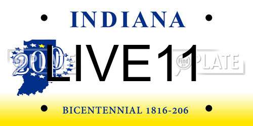 LIVE11 Indiana License Plate