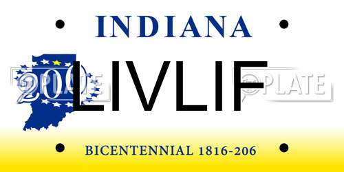 LIVLIF Indiana License Plate