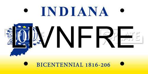 LIVNFRE Indiana License Plate