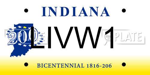 LIVW1 Indiana License Plate