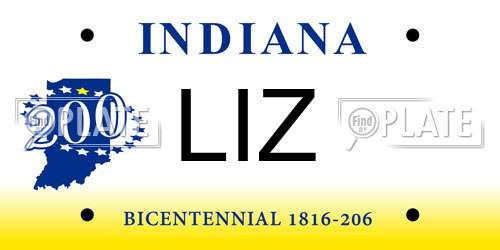 LIZ Indiana License Plate